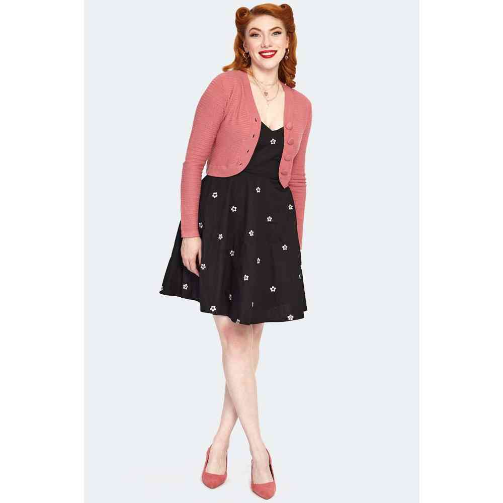 Voodoo Vixen - Peach Textured Knit Crop Cardigan - Roze